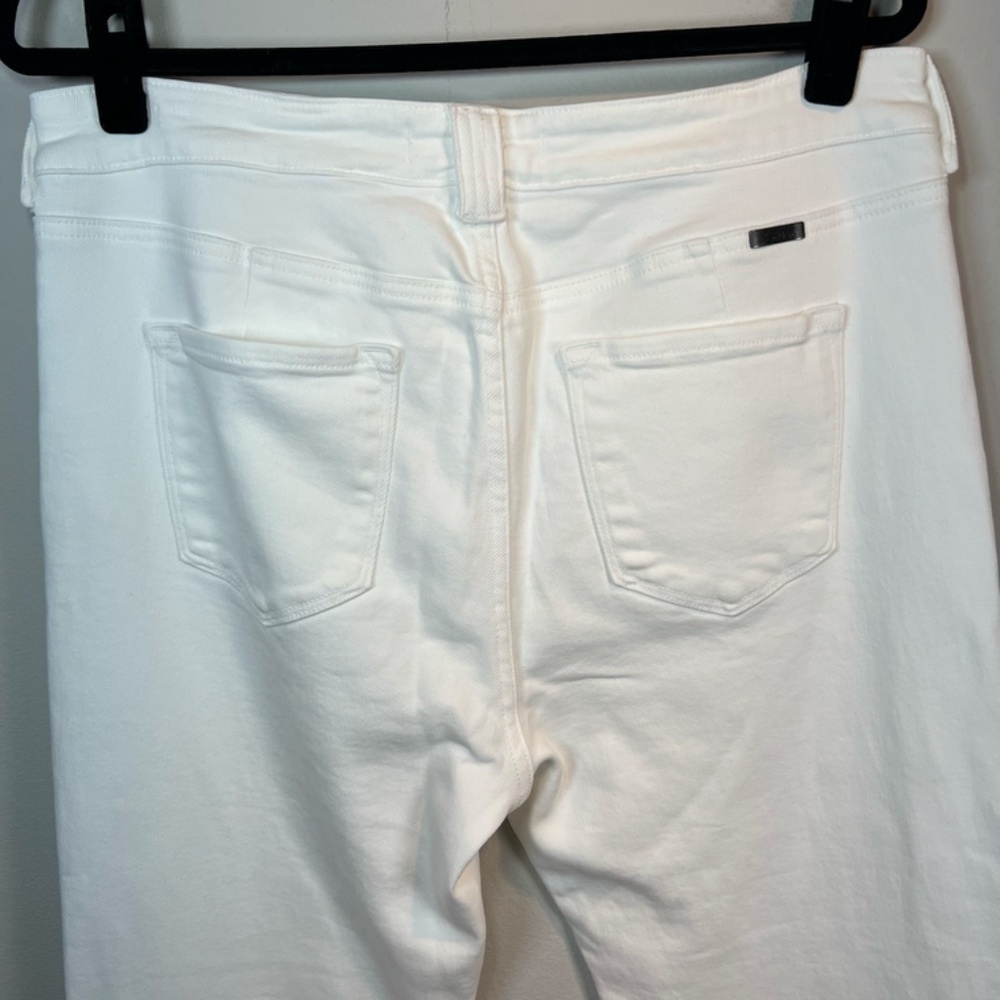 Kancan Flare Stretch Jeans White Denim High Rise Frayed Button Summer Size 31x33 - Picture 6 of 13
